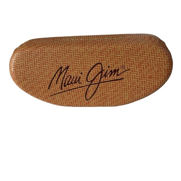 Maui Jim Clamshell Sunglass Eyeglass case Rattan Weave Felt Lining Hinge Close - Picture 1 of 4
